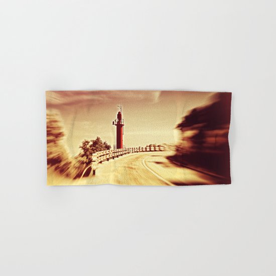 Lighthouse on the road Hand & Bath Towel