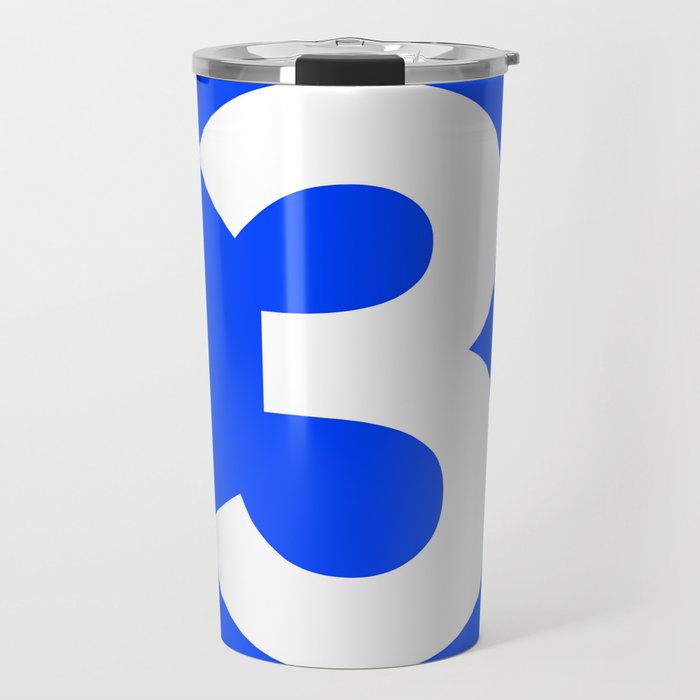 Number 3 (White & Blue) Travel Mug