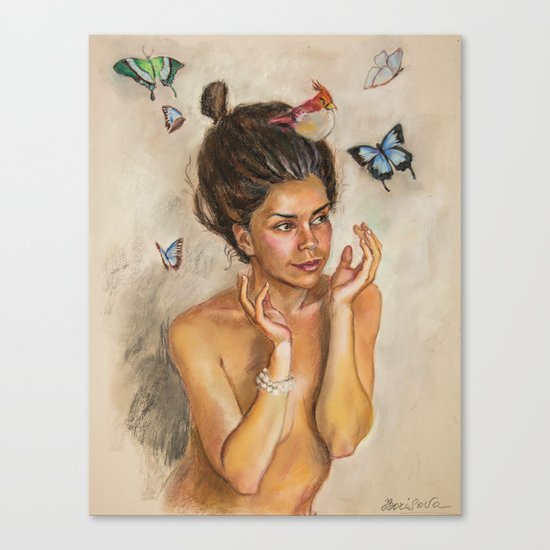 Girl with butterflies Canvas Print