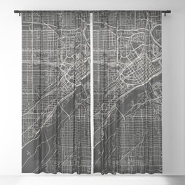 Saint Paul, USA - City Map - Monochrome Sheer Curtain
