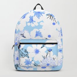 Retro Modern Spring Wildflowers Blue and Turquoise Backpack