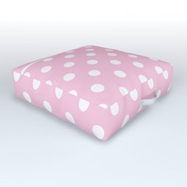Pink and White Polka Dots Palm Beach Preppy Outdoor Floor Cushion