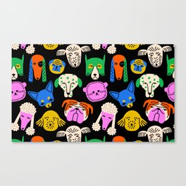 Funny colorful dog cartoon pattern Canvas Print