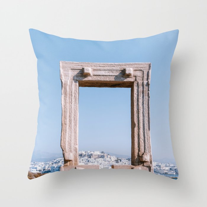 Ancient Ruin on the Greek Island of Naxos | Vibrant & Authentic Travel Photography Fine Art  Throw Pillow