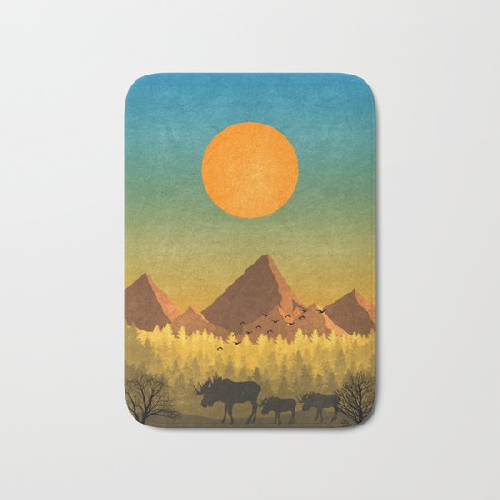 Deer road trip Bath Mat
