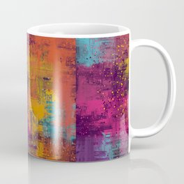 Abstract texture. 2d illustration art. Expressive handmade oil painting on canvas. Wide brushstrokes. Modern digital art. Multi color background. Contemporary brush. Expression. Popular style image. Mug