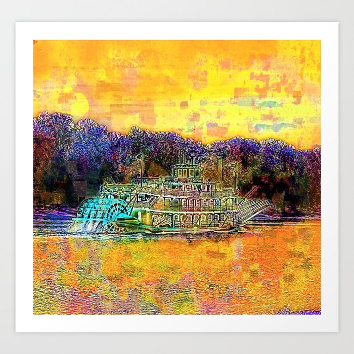 Spirit Of Peoria Cruising The River Art Print By Artsyheart Society6