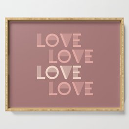 LOVE Dusty Rose & Pink Pastel colors modern abstract illustration  Serving Tray