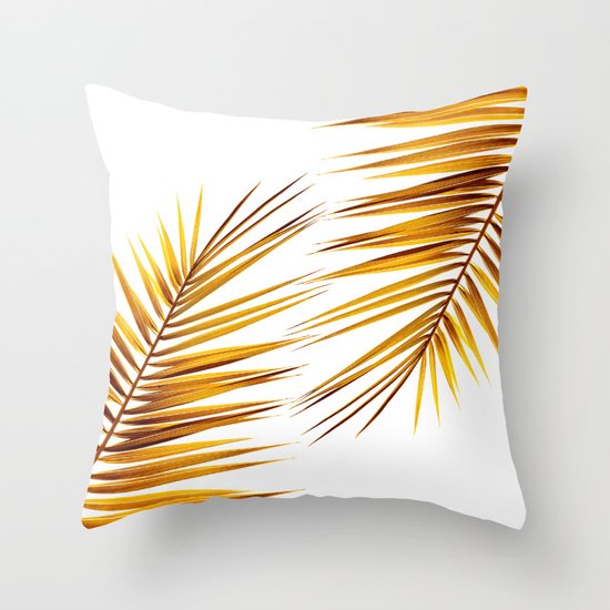 golden palm leaf II Throw Pillow