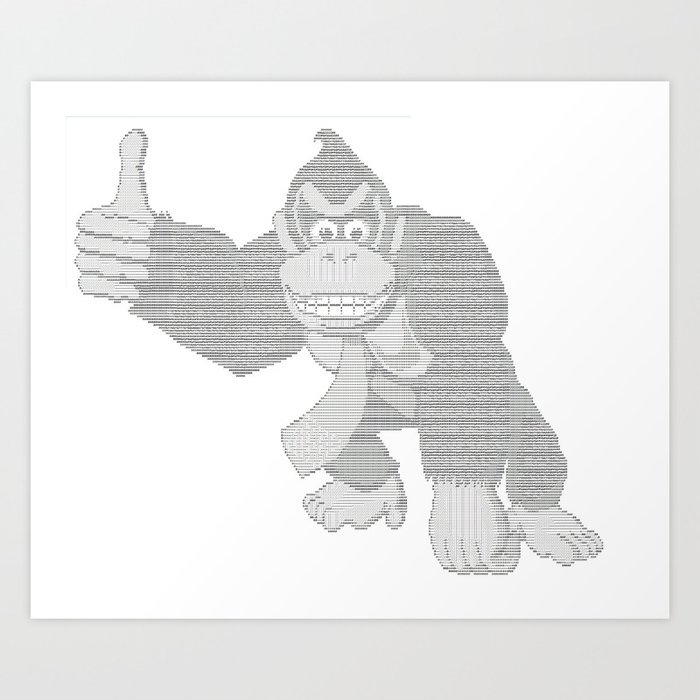 donkey kong ascii art print by ltznomars society6