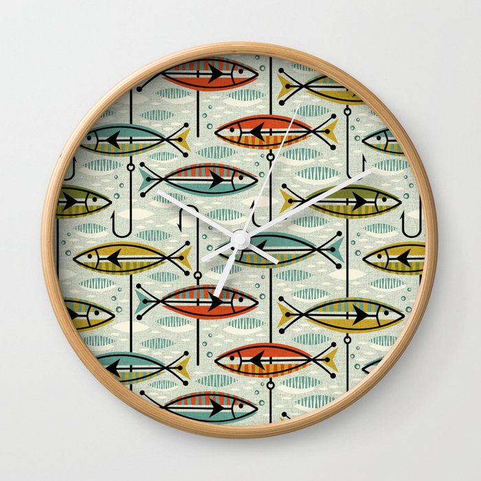 Vintage Color Block Fish Wall Clock