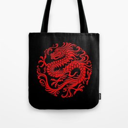 Traditional Red Chinese Dragon Circle Tote Bag
