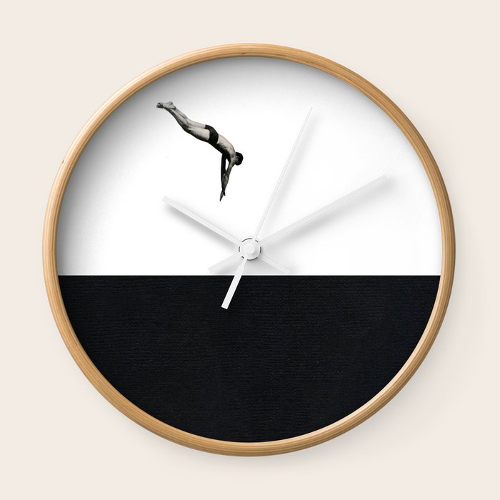 Dive Wall Clock by Richard Vergez Society6