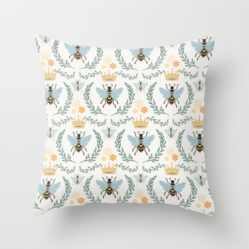 Queen Bee With Gold Crown And Laurel Frame Throw Pillow By Avenie Society6
