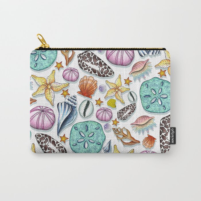 Illustrated Seashell Pattern Carry-All Pouch