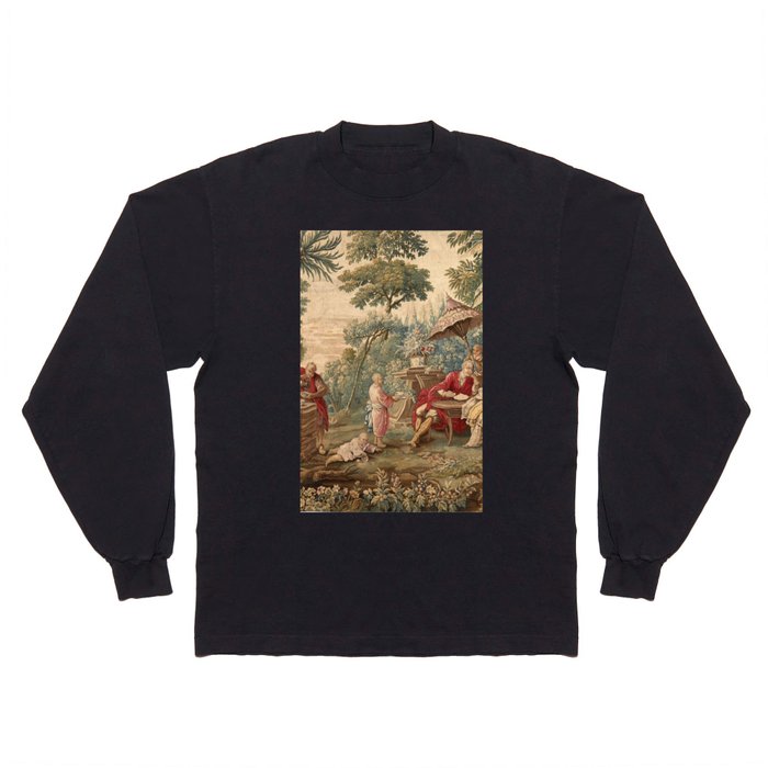 Antique 18th Century Chinoiserie Aubusson Tapestry Francois Boucher Long Sleeve T Shirt