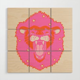 Neon Lion Wood Wall Art