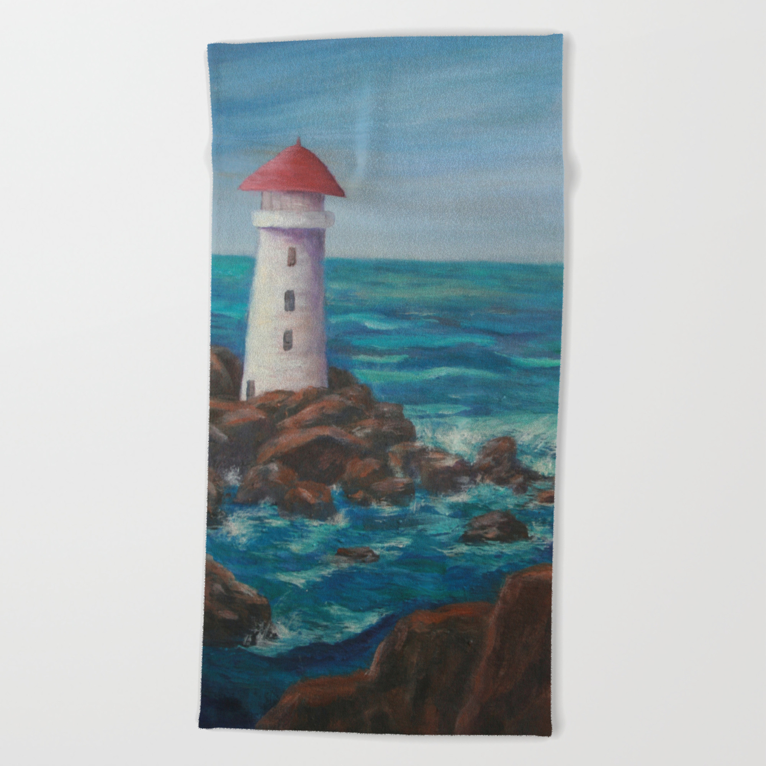The Lighthouse Rocks Ac151208c 12 Beach Towel By Csteenart Society6