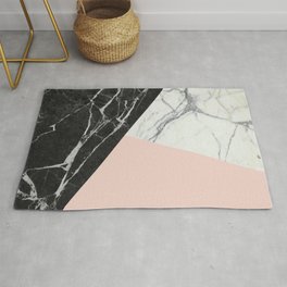 Black and White Marble with Pantone Pale Dogwood Rug