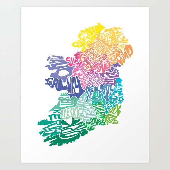 Typographic Ireland Art Print