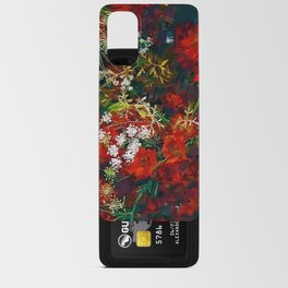 Red poppies and baby's breath bouquets still life floral blossom portrait painting for home, wall, bedroom, kitchen, and living room decor Android Card Case