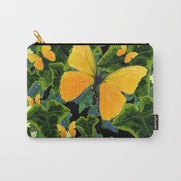 GREEN IVY LEAVES & YELLOW BUTTERFLIES Carry-All Pouch