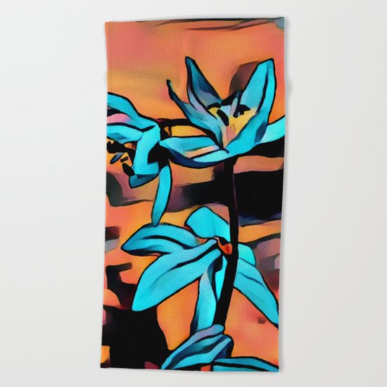 Blue Flower Beach Towel