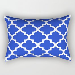 White Quatrefoil Pattern Outline With Royal Blue Background Rectangular Pillow