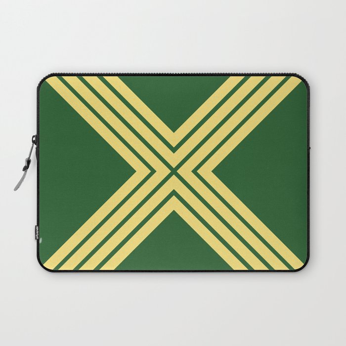 Colorful Green Yellow 70s 80s Vintage Style Retro Stripes X Cross Laptop Sleeve