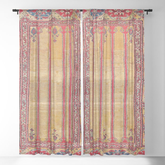 Ladik Central Anatolian Column Rug Print Sheer Curtain