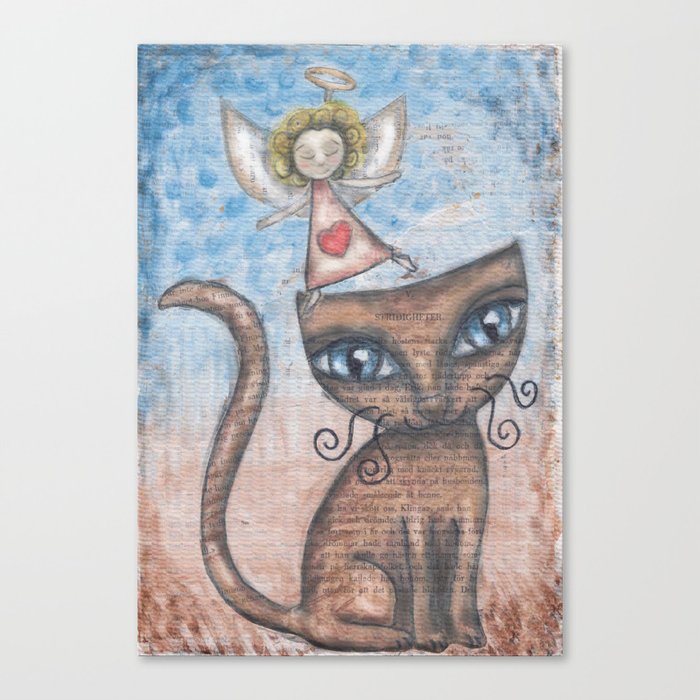 Cat and Angel Canvas Print