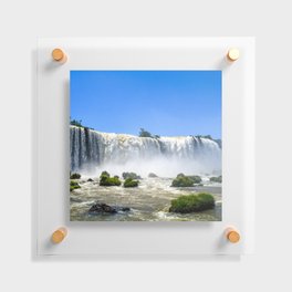 Brazil Photography - The Beautiful Iguazu Falls Under The Clear Blue Sky Floating Acrylic Print