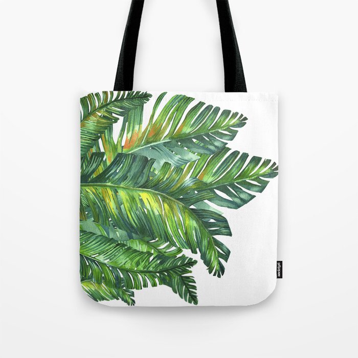 tropical green leaves Tote Bag