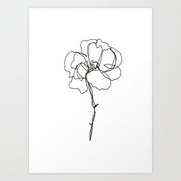 Minimal Line Rose Art (v.4) Art Print