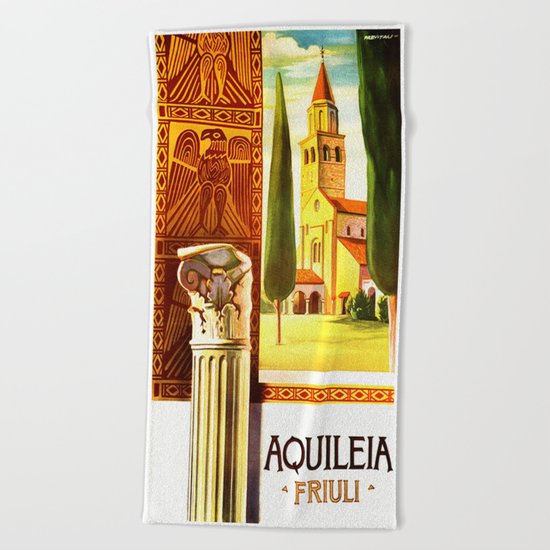 Aquileia Italy - Vintage Travel Beach Towel