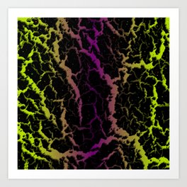 Cracked Space Lava - Lime/Purple Art Print
