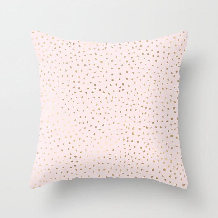 Dotted Gold & Pink Throw Pillow