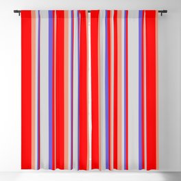 [ Thumbnail: Dark Salmon, Red, Slate Blue & Light Gray Colored Lines Pattern Blackout Curtain ]
