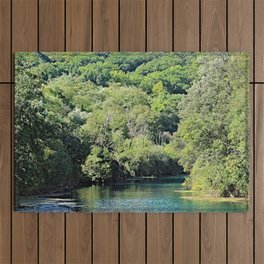 River Flowing Through Trees Forest Outdoor Rug