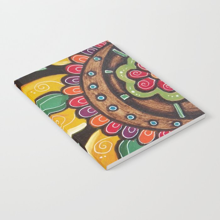 mandala and pink, plants,modern art,colorful Notebook