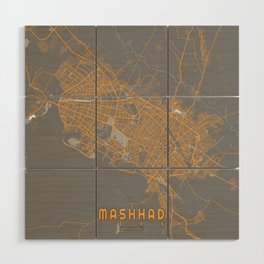 Mashhad City Map of Iran - Bauhaus Wood Wall Art