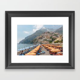 Positano Beach Gerahmter Kunstdruck | Landscape, Photo, Amalficoast, Positano, Travelphotography, Travel, Umbrella, Beach, Retro, Seaside 