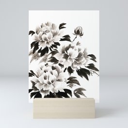 sumi-e painting of peony flowers Mini Art Print