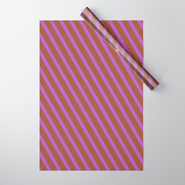 [ Thumbnail: Sienna and Orchid Colored Lines Pattern Wrapping Paper ]