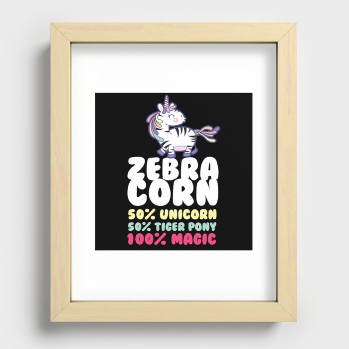 Zebracorn Unicorn Kids Stripes Recessed Framed Print