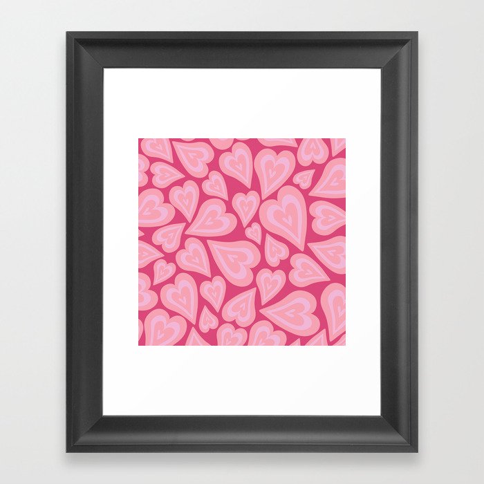 Retro Swirl Love - Shades of pink Framed Art Print