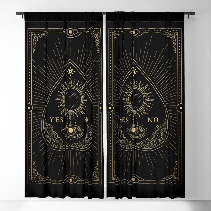 Yes No Black Gold Card Ouija Board Blackout Curtain