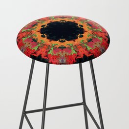 Psychedelic Kaleidoscope Flower Red Orange and Green Bar Stool