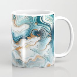 Teal, Blue & Gold Marble Agate  Coffee Mug