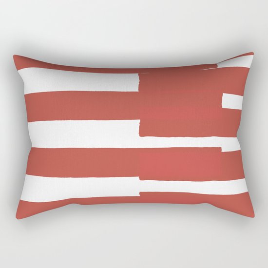 Big Stripes In Red Rectangular Pillow